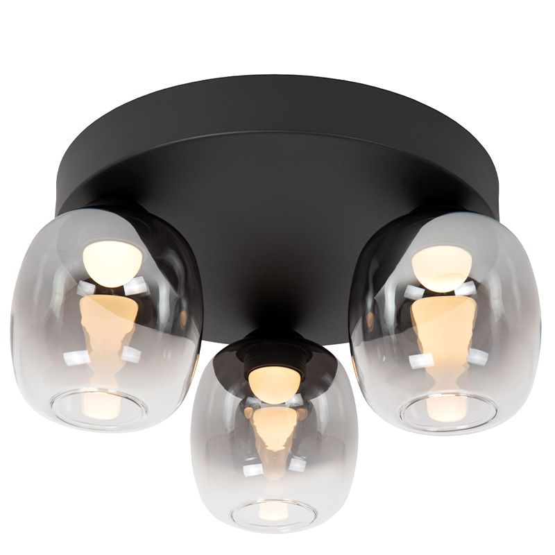 Grijze plafonnière rookglas, Tamino, 5,6W, 3000K LED Grijze plafonnière rookglas, Tamino, 5,6W, 3000K LED