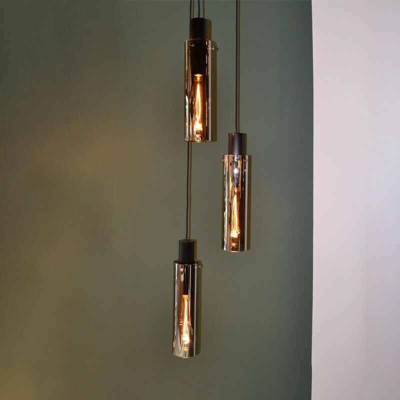 Grijze hanglamp Orlando, glas