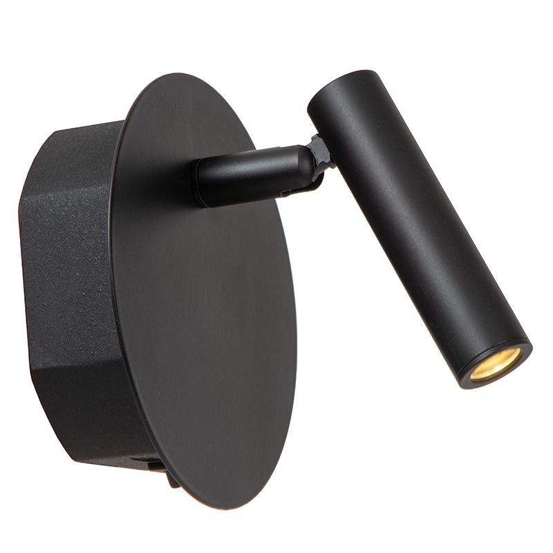 Zwarte bedlamp modern, Jolijn, 2W, 3000K LED, met schakelaar Zwarte bedlamp modern, Jolijn, 2W, 3000K LED, met schakelaar