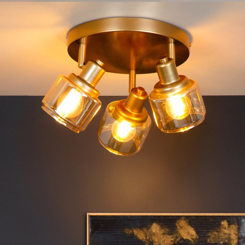 Gouden klassieke plafondspot, Bjorn, glas