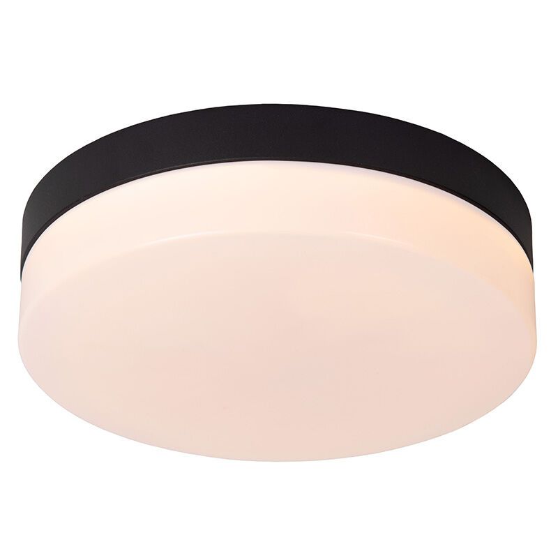 Zwarte badkamer plafondlamp kunststof, Biskit, 12W, 2700K LED, IP44 Zwarte badkamer plafondlamp kunststof, Biskit, 12W, 2700K LED, IP44