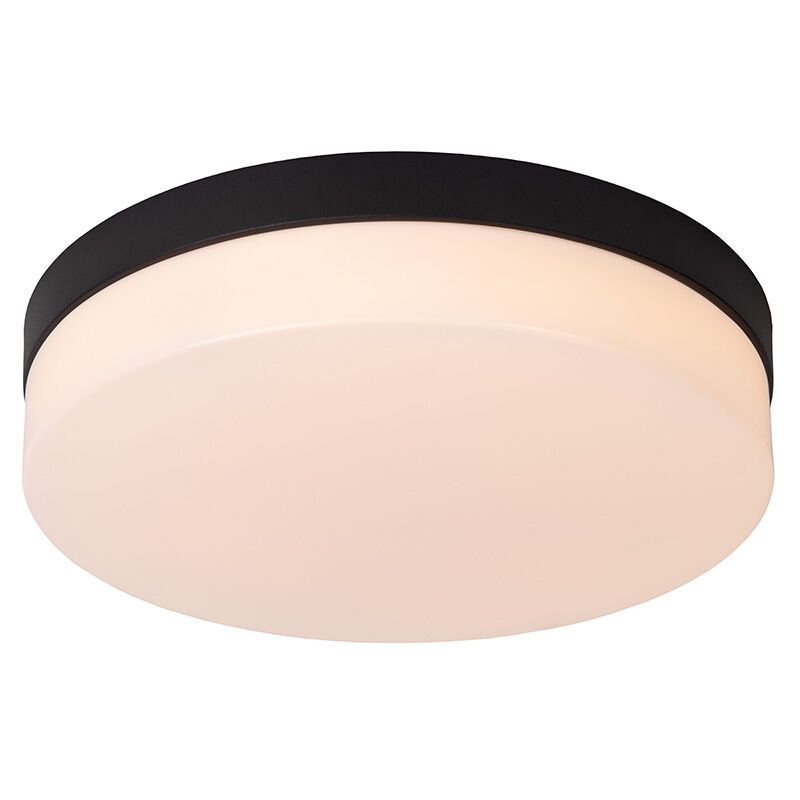 Zwarte badkamer plafondlamp kunststof, Biskit, 18W, 2700K LED, IP44