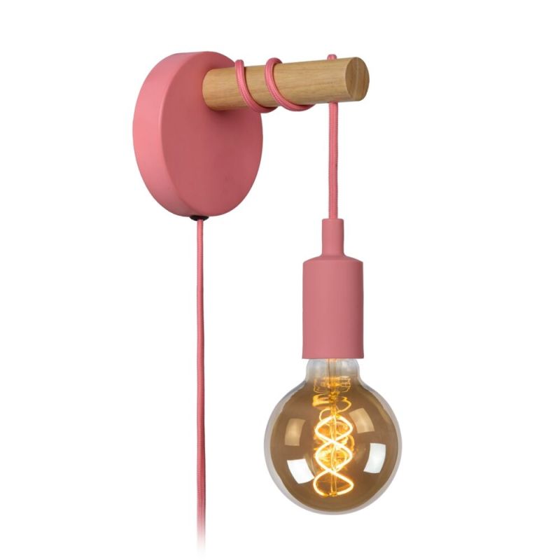 Roze wandlamp Paulien, metaal