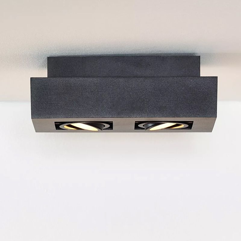 Zwarte dim to warm plafondspot Xirax, incl. 2x 5w GU10