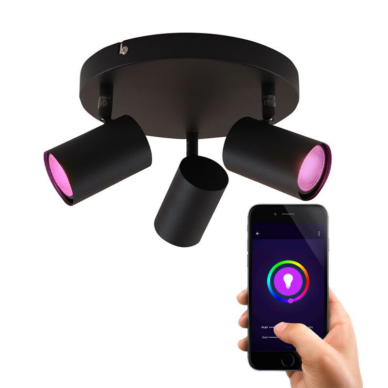 Moderne smart plafondlamp zwart, Elena, 13,5W, RGBW