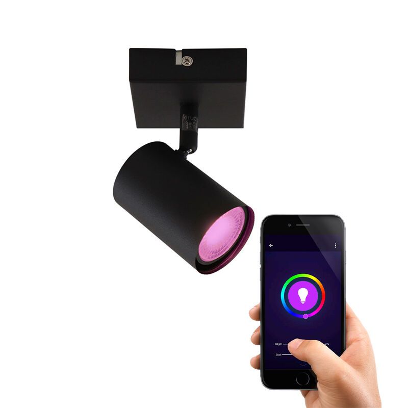 Moderne smart plafondlamp zwart, Elena, 4,5W, RGBW