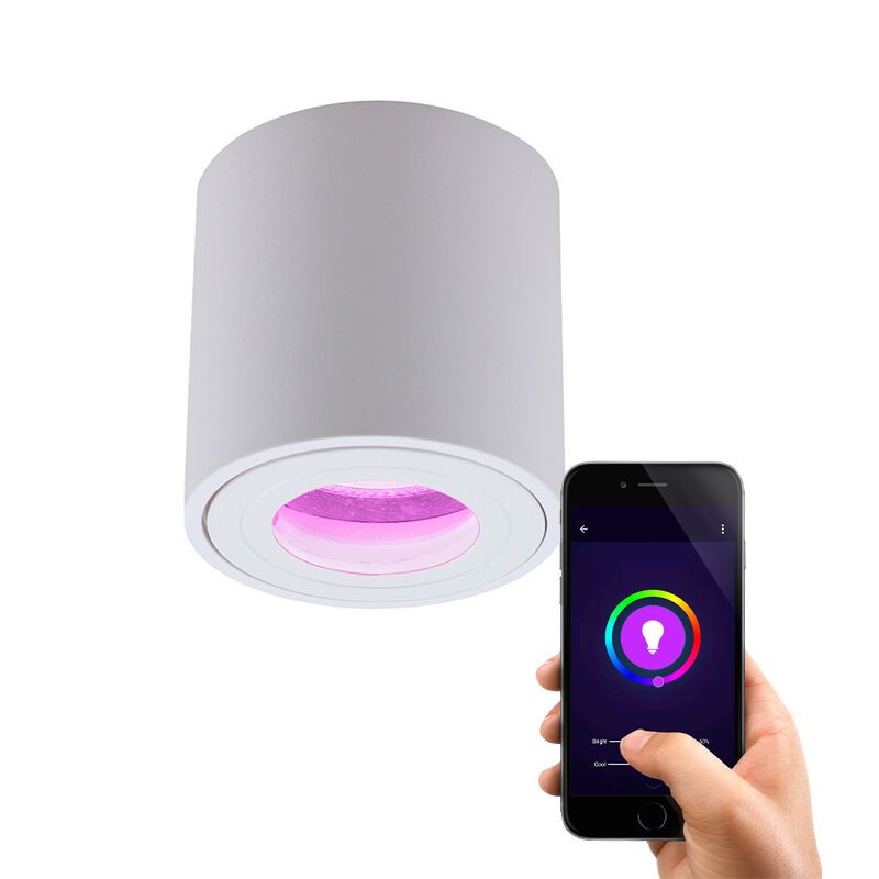 Moderne smart plafondlamp wit, Alion, IP44, 4,5W, RGBW