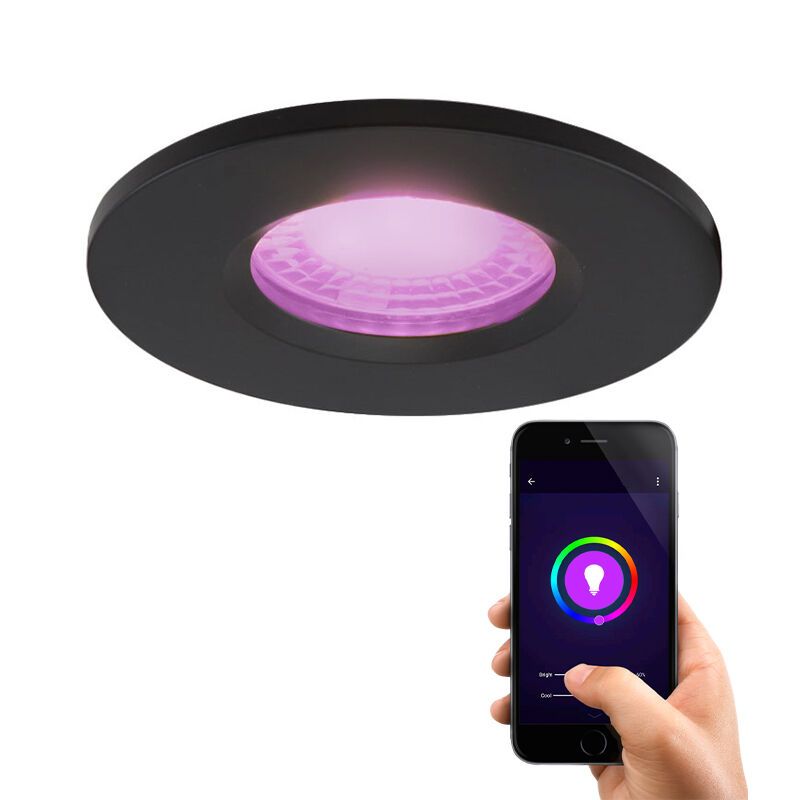 Moderne smart inbouwspot zwart, Jule, IP65, 4,5W, RGBW Moderne smart inbouwspot zwart, Jule, IP65, 4,5W, RGBW