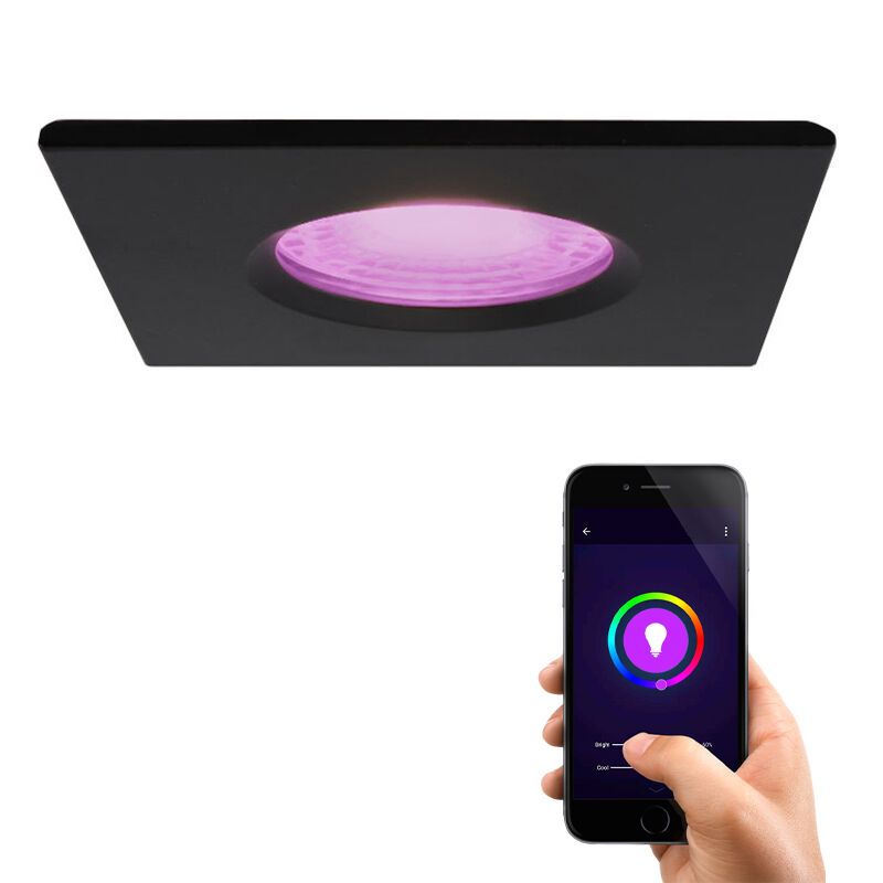 Moderne smart inbouwspot zwart, Jule, IP65, 4,5W, RGBW