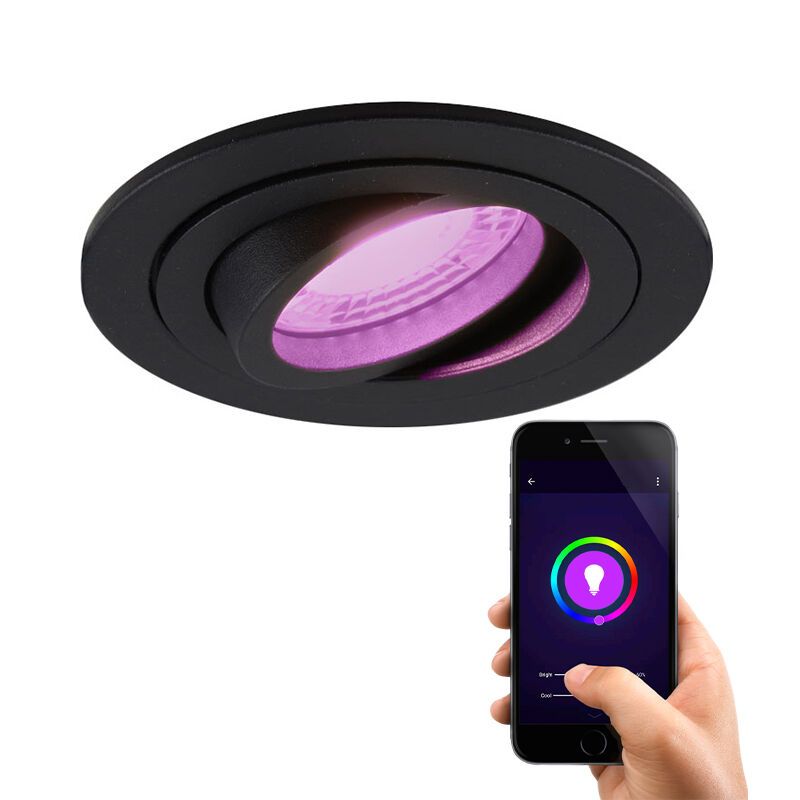 Aluminium smart inbouwspot zwart, Scott, 4,5W, RGBW