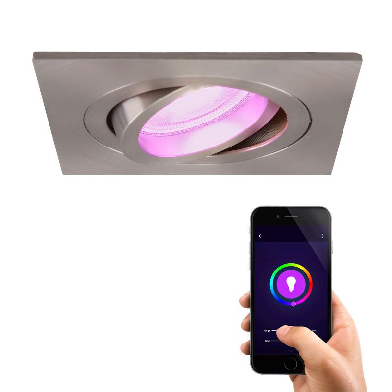 Aluminium smart inbouwspot chroom, Scott, 4,5W, RGBW