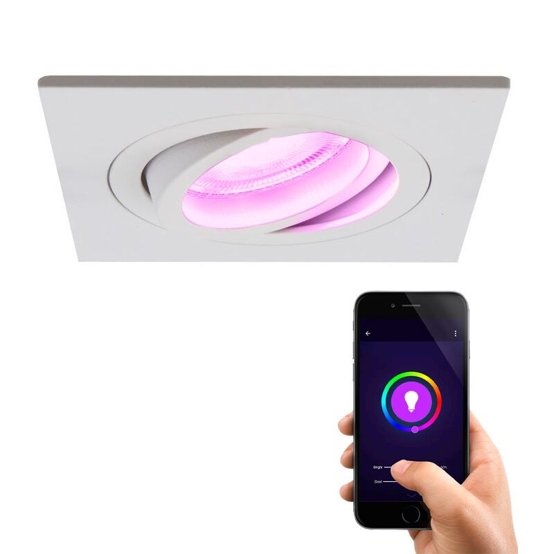 Aluminium smart inbouwspot wit, Scott, 4,5W, RGBW Aluminium smart inbouwspot wit, Scott, 4,5W, RGBW