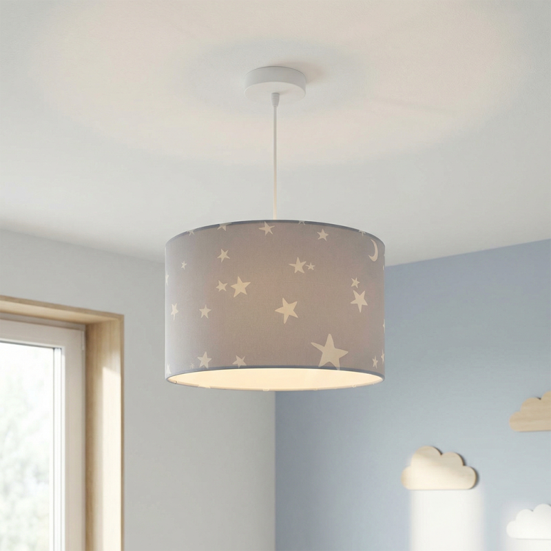 Grijze sterren hanglamp Stars, kinderkamer