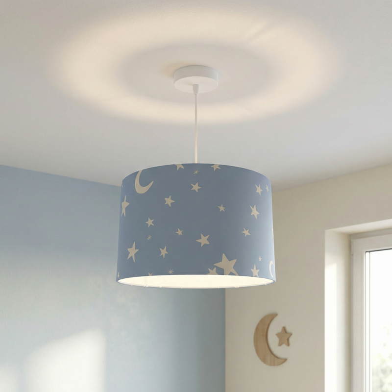 Blauwe sterren hanglamp Stars, kinderkamer