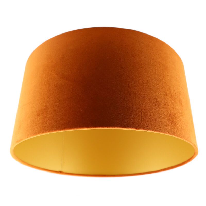 Oranje/gouden velours lampenkap Milene, 40 cm
