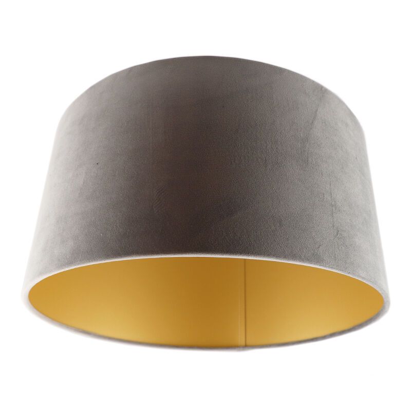 Grijs en gouden velours lampenkap Melanie, 50 cm Grijs en gouden velours lampenkap Melanie, 50 cm