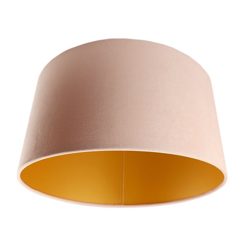 Lichtroze en gouden velours lampenkap Melanie, 50 cm