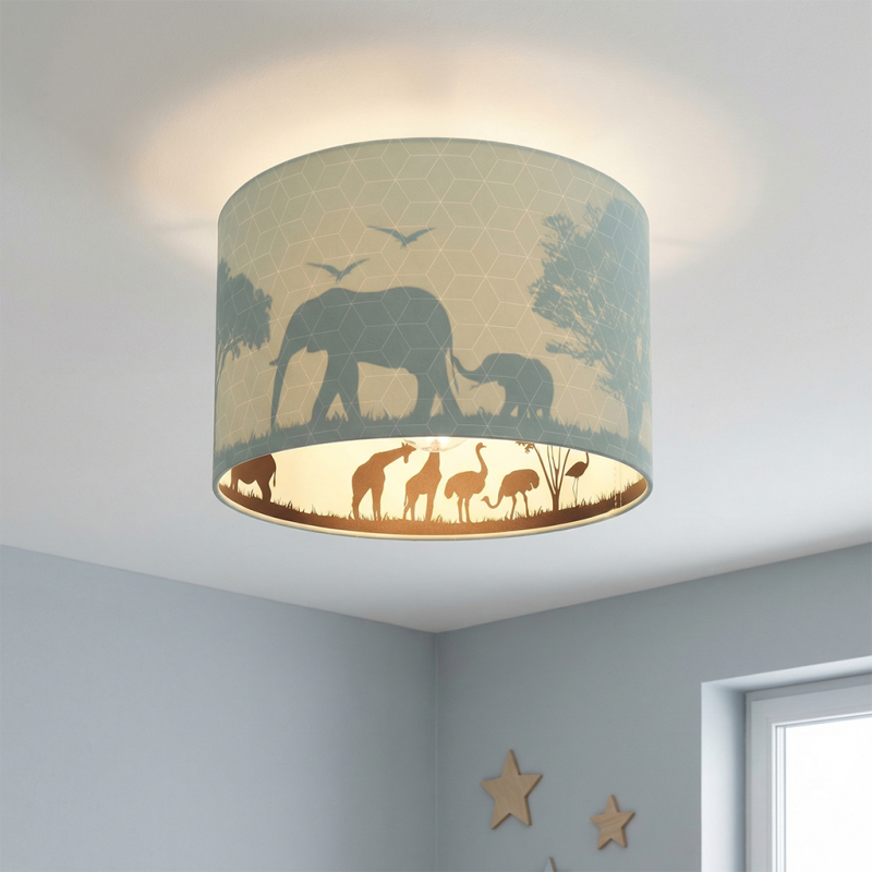 Mint dieren kinderkamer plafondlamp Safari, Binnenzijde doorschijnend