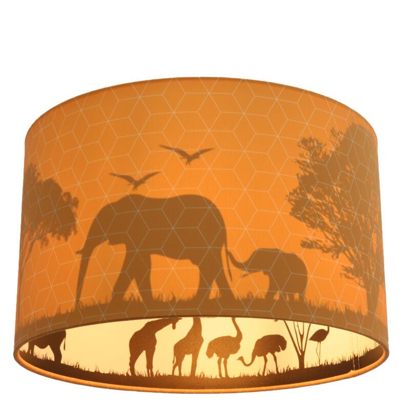 Oranje dieren kinderkamer plafondlamp Safari, Binnenzijde doorschijnend Oranje dieren kinderkamer plafondlamp Safari, Binnenzijde doorschijnend