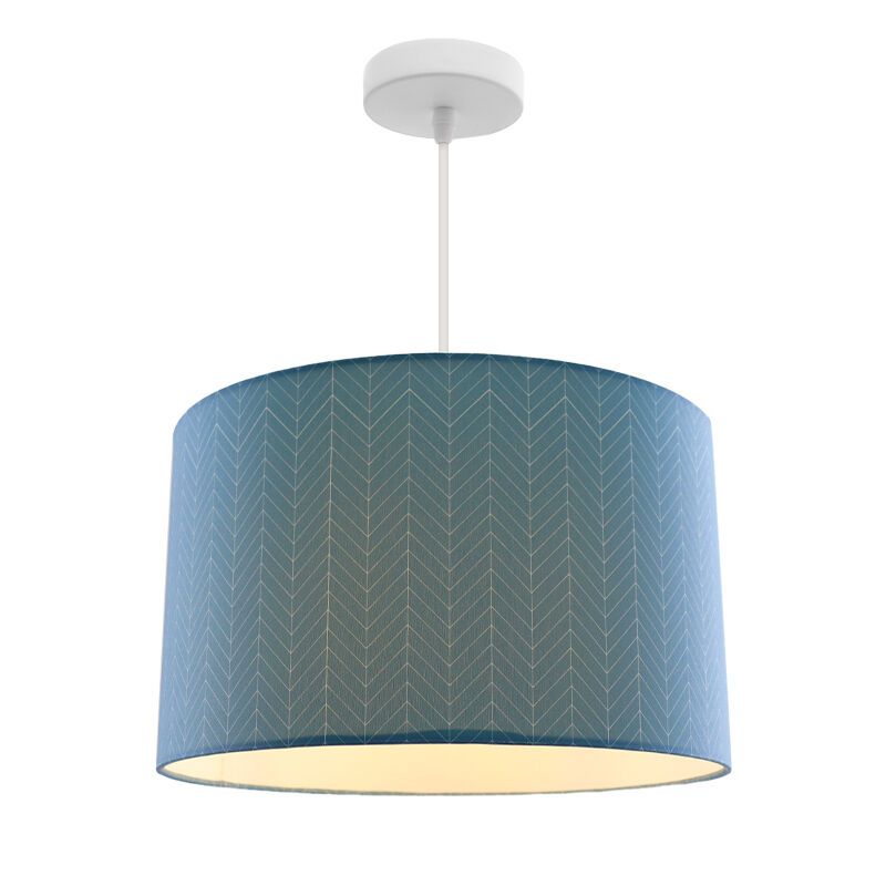 Petrol blauwe hanglamp met lijntjesmotief Petrol blauwe hanglamp met lijntjesmotief