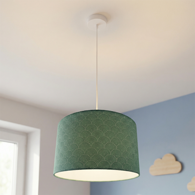 Groene hanglamp met rondjes motief