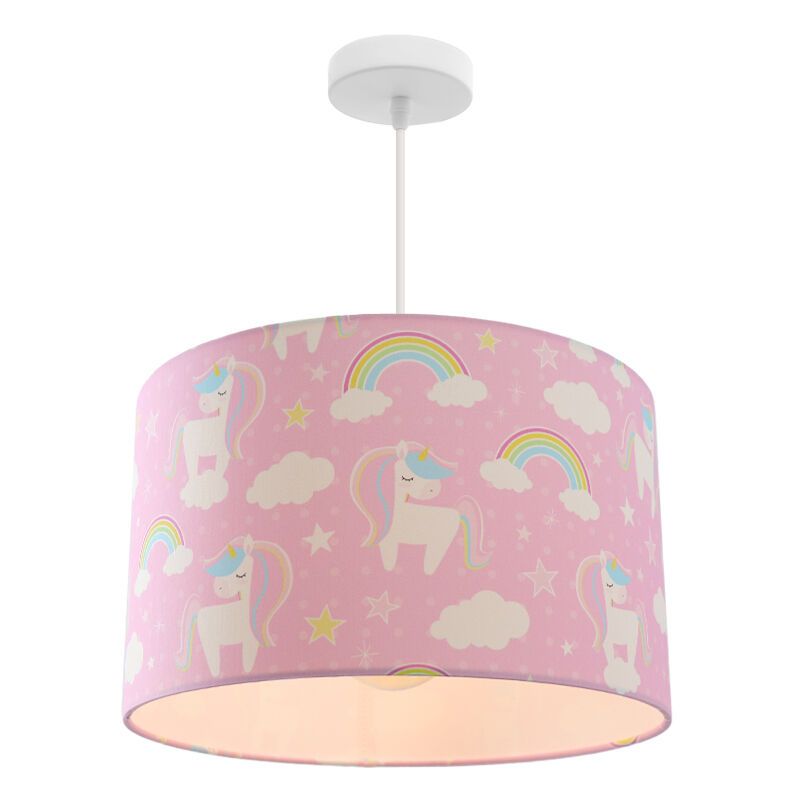 Stoffen kinderkamer hanglamp roze, Unicorn