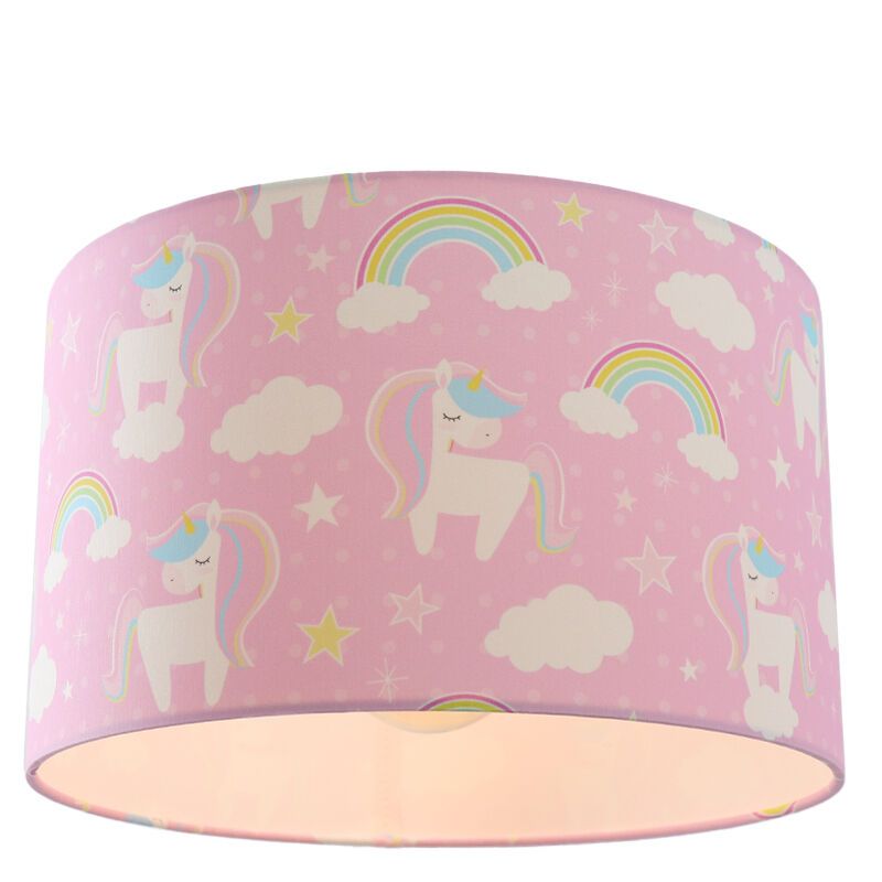 Stoffen kinderkamer plafondlamp roze, Unicorn Stoffen kinderkamer plafondlamp roze, Unicorn
