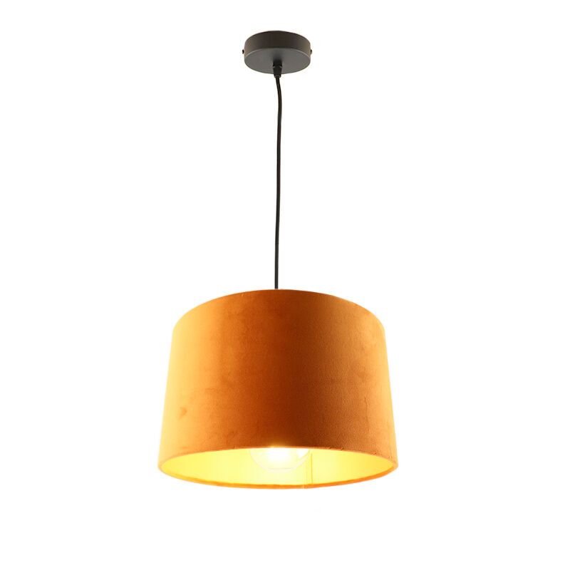 Hanglamp Urvin, oranje met goud velours, 30 cm Hanglamp Urvin, oranje met goud velours, 30 cm