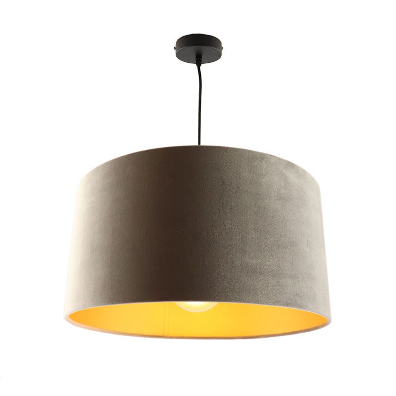 Hanglamp Urvin, grijs met goud velours, 40 cm Hanglamp Urvin, grijs met goud velours, 40 cm