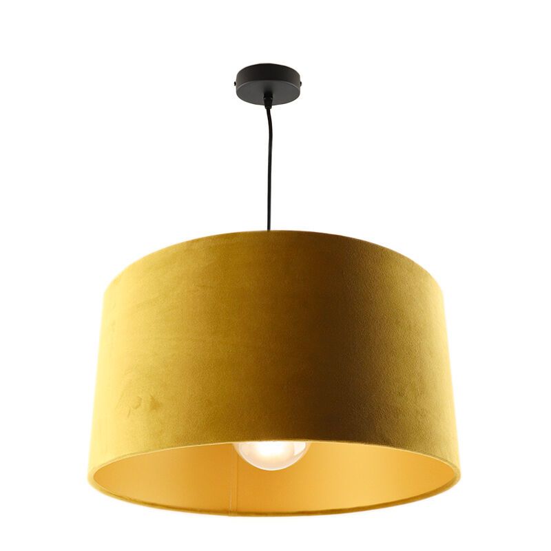 Hanglamp Urvin, geel met goud velours, 50 cm Hanglamp Urvin, geel met goud velours, 50 cm
