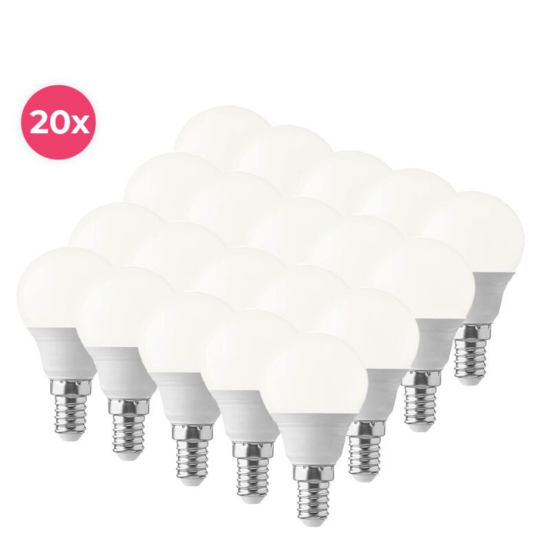 20-pack Lasco E14 LED kogellamp warm wit, 5,5w