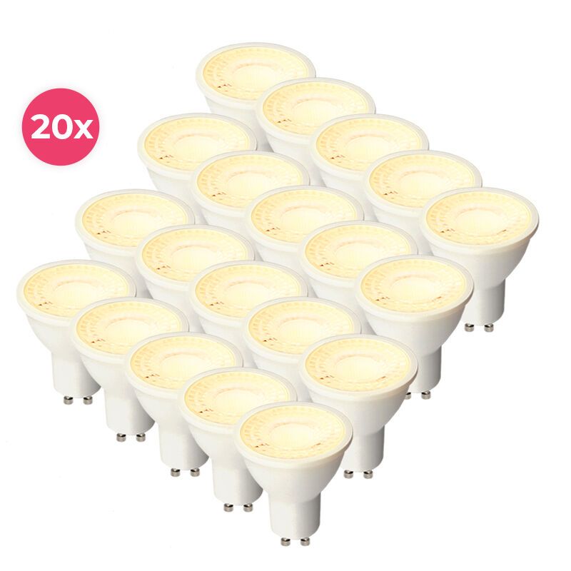 20-pack Dimbare witte GU10 LED lamp Antonie, 5w, warm wit