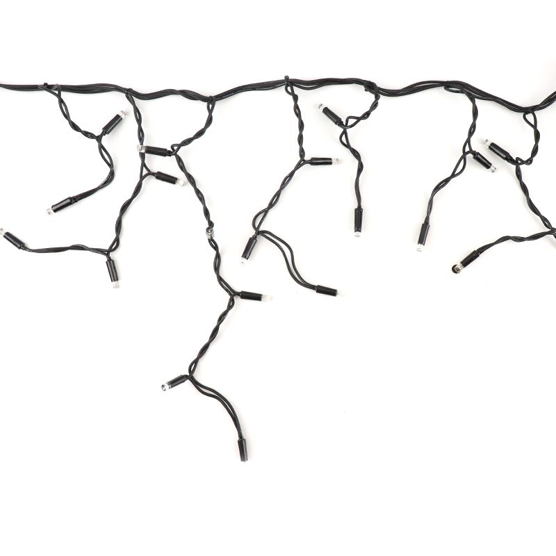 8m koppelbare ijspegelverlichting, Zwart snoer, IP67, 50 cm hoog - Warm wit 8m koppelbare ijspegelverlichting, Zwart snoer, IP67, 50 cm hoog - Warm wit