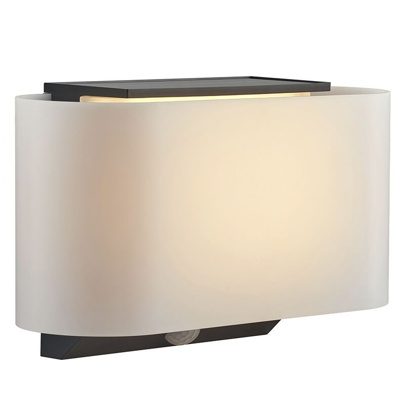 Witte buiten wandlamp op zonne-energie modern, Piola, IP44 Witte buiten wandlamp op zonne-energie modern, Piola, IP44