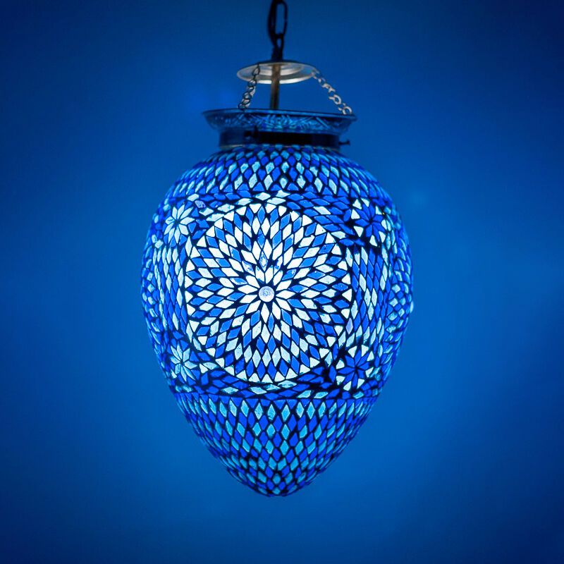 Blauwe oosterse hanglamp mozaïek, Isa