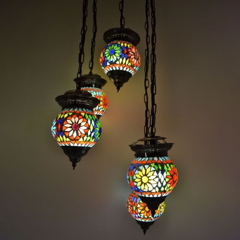 Veelkleurige oosterse hanglamp mozaïek, Amir