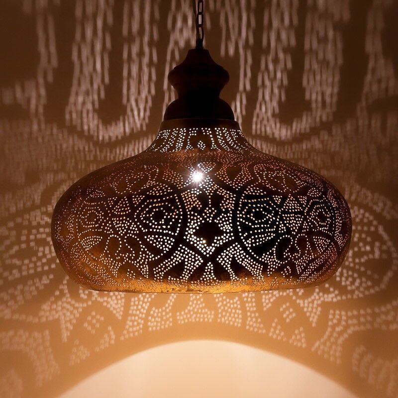 Gouden oosterse hanglamp filigrain, Zina Gouden oosterse hanglamp filigrain, Zina