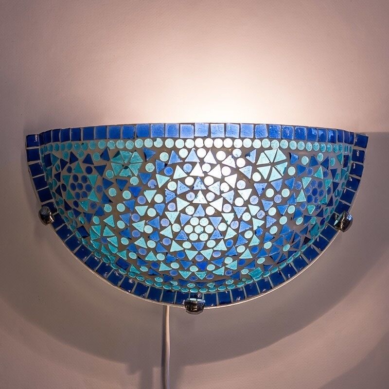 Blauwe oosterse wandlamp mozaïek, Haja