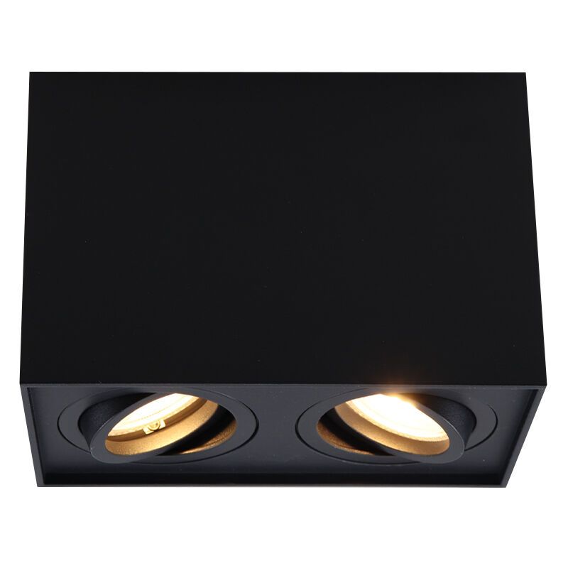 Rechthoekige, zwarte opbouwspot Dane, Richtbaar Rechthoekige, zwarte opbouwspot Dane, Richtbaar