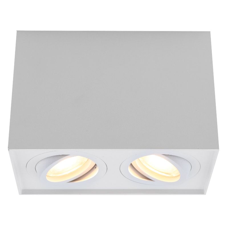 Rechthoekige, witte opbouwspot Dane, 2-spots, Richtbaar Rechthoekige, witte opbouwspot Dane, 2-spots, Richtbaar