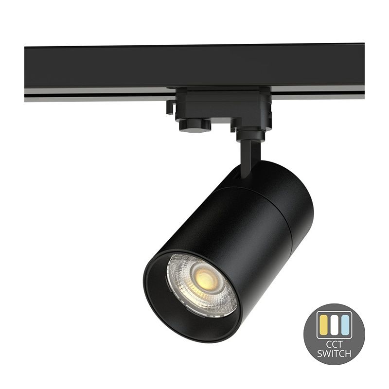 Zwarte 3-fase spot Rozina, 20W, white switch, dimbaar, Pro Zwarte 3-fase spot Rozina, 20W, white switch, dimbaar, Pro