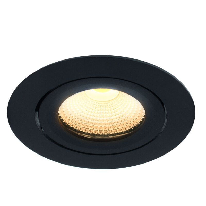 Zwarte inbouwspot aluminium, Wimke, 5W, 3000K LED, IP44