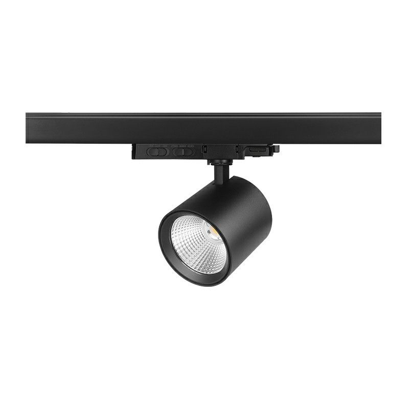 Zwarte 3-fase railsysteem spot aluminium, Jeska, 10W/20W/30W, white switch LED Zwarte 3-fase railsysteem spot aluminium, Jeska, 10W/20W/30W, white switch LED