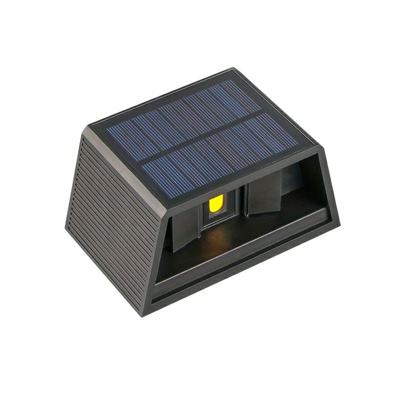 Zwarte buiten wandlamp op zonne-energie kunststof, Shira, 3W, 2700K LED, IP65 Zwarte buiten wandlamp op zonne-energie kunststof, Shira, 3W, 2700K LED, IP65