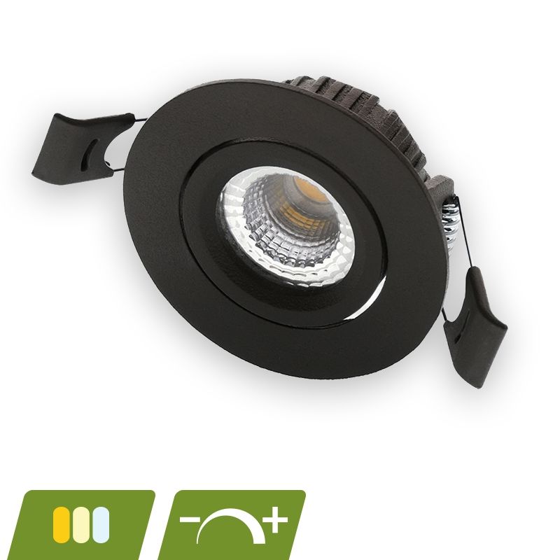 Zwarte mini inbouwspot aluminium, Phyllis, 5W, white switch LED, IP65 Zwarte mini inbouwspot aluminium, Phyllis, 5W, white switch LED, IP65