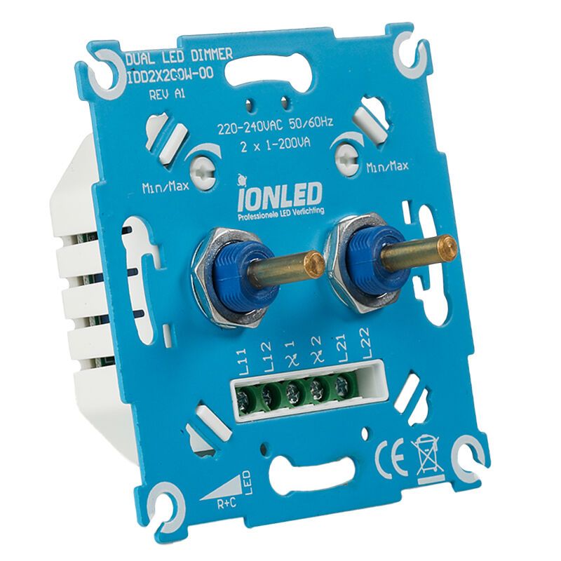 Dubbele LED dimmer - 2x0.3-200W Dubbele LED dimmer - 2x0.3-200W