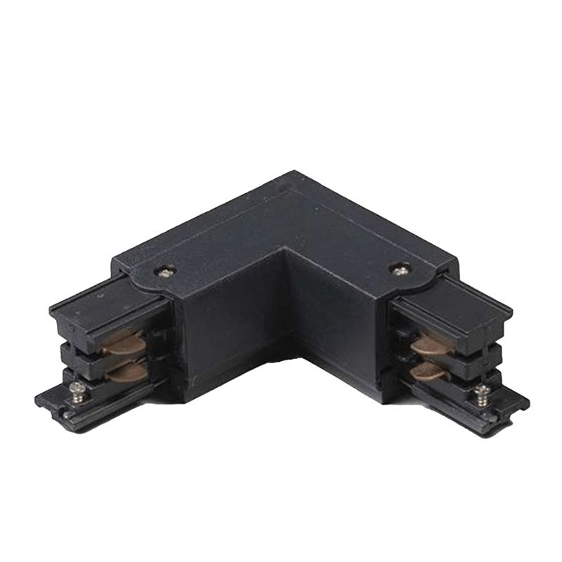 L-vorm connector buiten voor 3-fase railverlichting, zwart, Pro