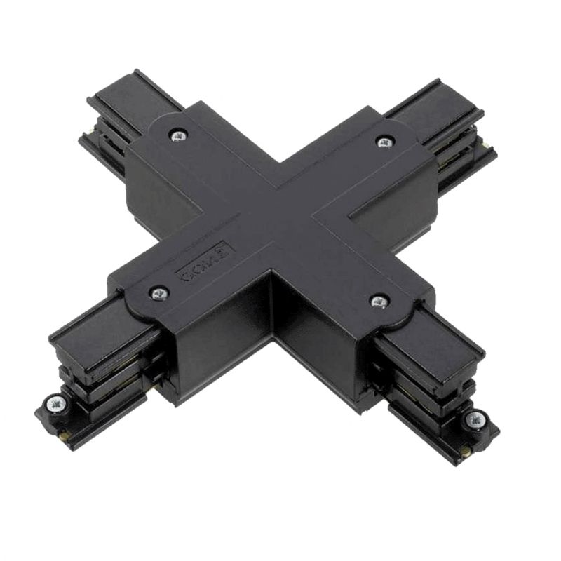 X-vorm connector voor 3-fase railverlichting, zwart, Pro