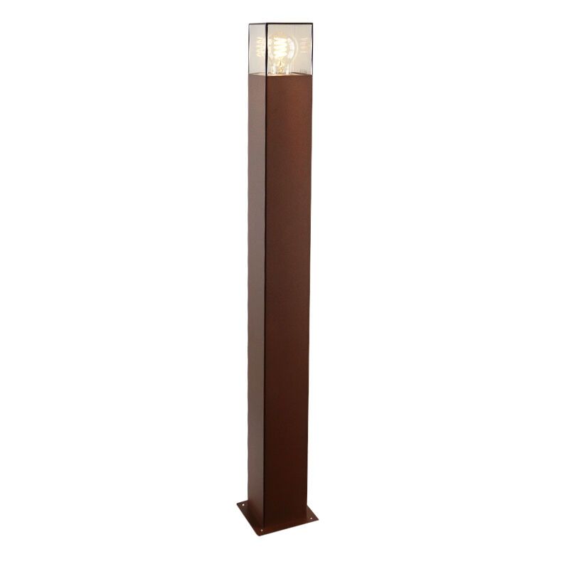 Roestkleur staande buitenlamp Sanel, Smoke glas, 90cm Roestkleur staande buitenlamp Sanel, Smoke glas, 90cm