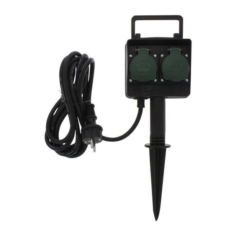 Exin 2-voudige prikcontactdoos met randaarde, 3m